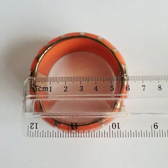 New Angelique De Paris 925 Gold Platted Coral Leopard Print Wide Bracelet - Picture 9 of 16